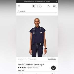Figs Rafaela Scrub Top - Navy - XL